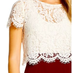 Beautiful Jenny Yoo lace Kenzie crop top in ivory size XS